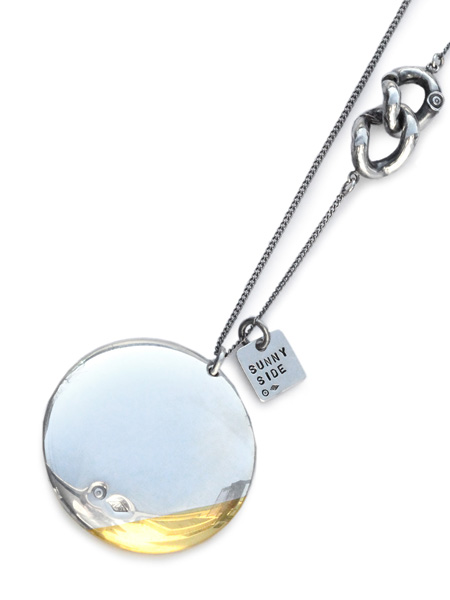 ON THE SUNNY SIDE OF THE STREET Silver & K18GP 30mm Button Necklace