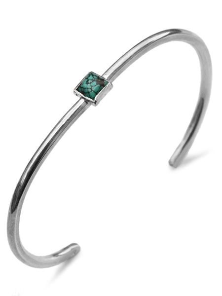 Roller Press Bangle (M) W/Turquoise [SK-190]