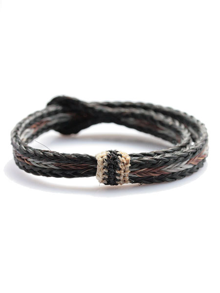 CHAMULA H.H.Braided Bracelet (ブラック×グレー×ブラウン)