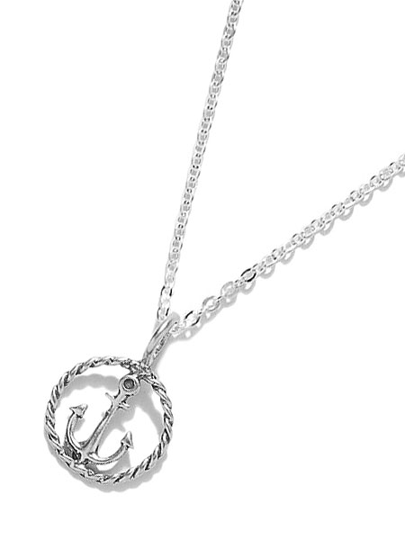 GILES & BROTHER Tiny Rope Anchor Necklace Silver