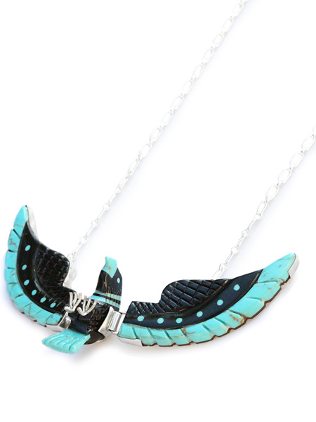 INDIAN JEWELRY BEN LIVINGSTON / Jet × Turquoise Navajo Eagle Necklace