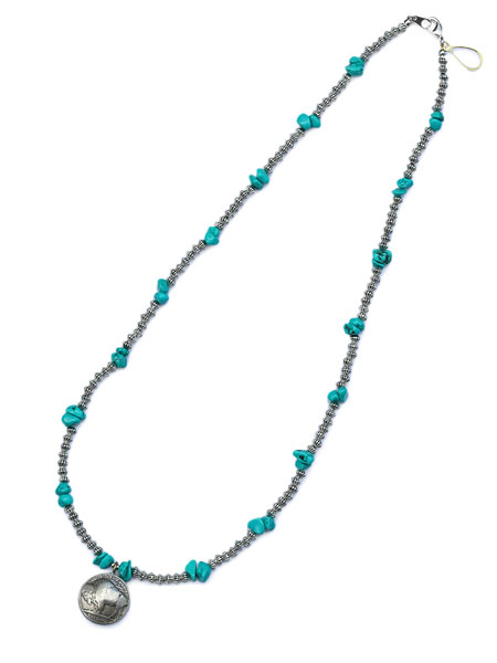 TURQUOISE NECKLACE with FIVE CENTS COIN / ターコイズ ネックレス 5セントコイン
