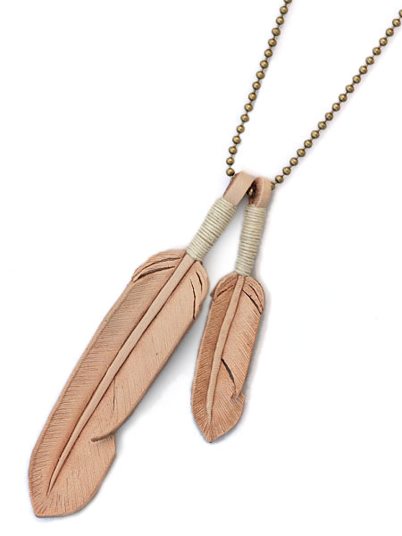 Leather Feather necklace (Natural)