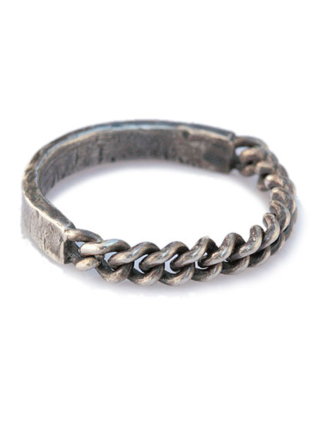 M.Cohen medium carved silver cuff link ring [R-102317-SLV-MED]