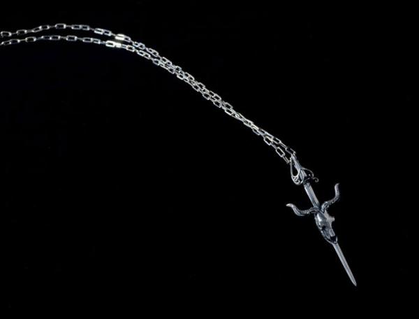 Le Tabou Skull Goat Sword Cross Necklace