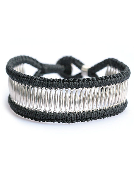 amp japan Braided Long Beads Bracelet ブラック [14AD-435BK]