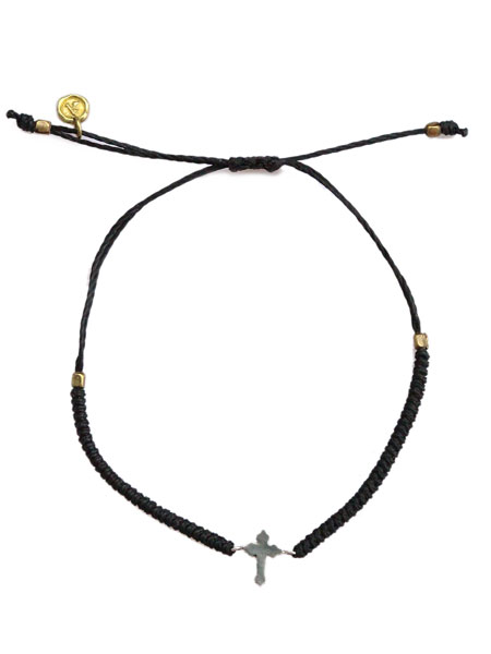amp japan Narrow Waxed Cord Bracelet Petite Croix / ワックスコードクロスブレスレット  [16AC-403]