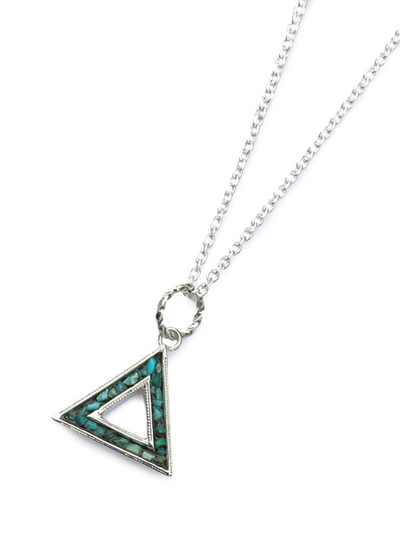 Outlined Turquoise Triangle Necklace Small [ED-TS16-NK03]