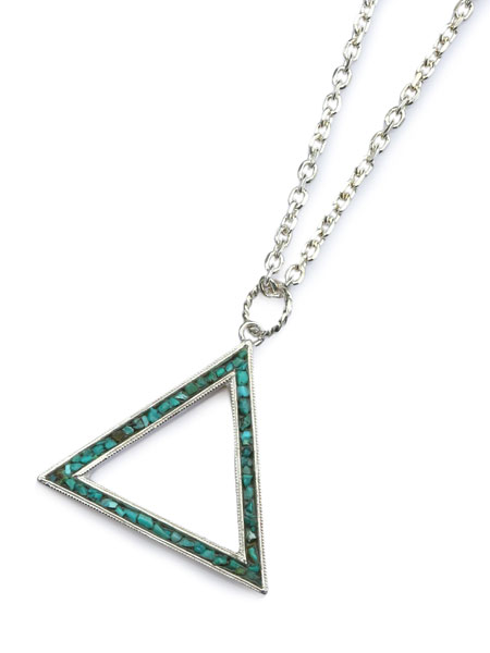 Outlined Turquoise Triangle Necklace Large [ED-TS16-NK04]