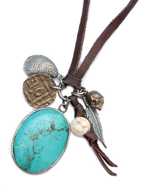 LEATHER AND  TURQUOISE STONE [N-10915]