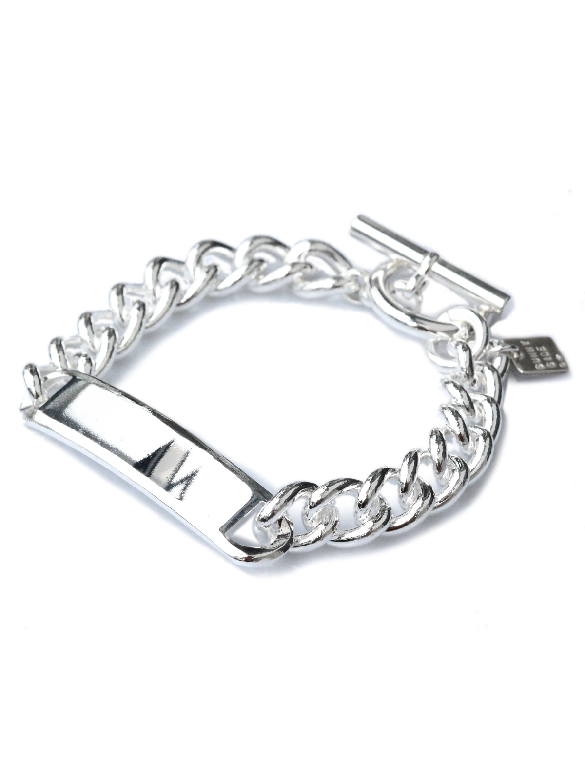 ON THE SUNNY SIDE OF THE STREET Curblink Chain ID Bracelet (WHITE SILVER) [211-104B] / チェーン ブレスレット