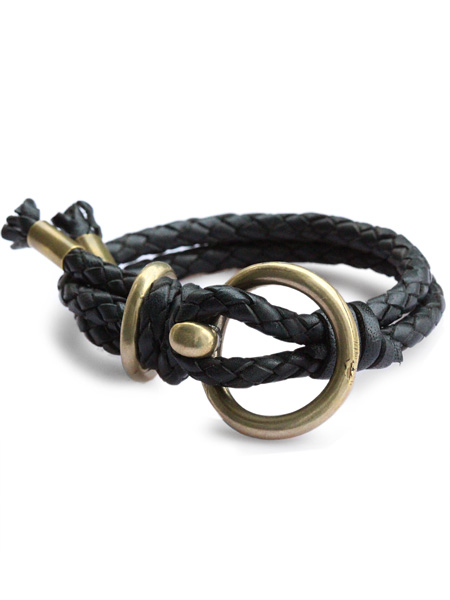 GILES & BROTHER leather braided wrap