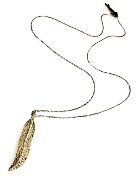 BRASS FEATHER NECKLACE [N-10864]