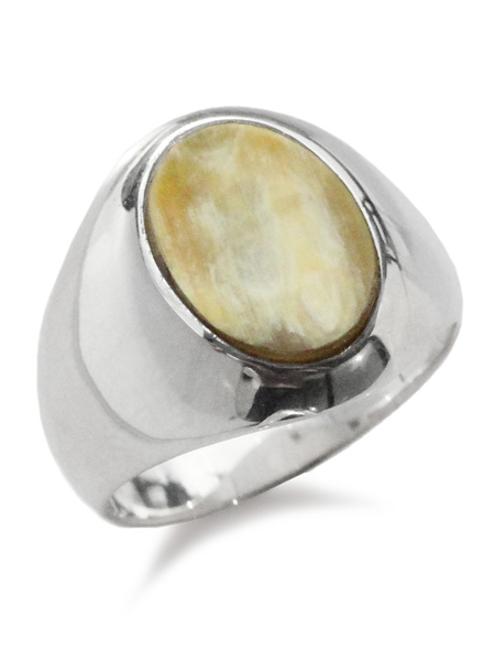 ON THE SUNNY SIDE OF THE STREET Silver × Buffalo Horn Signet Ring (Natural Mix)