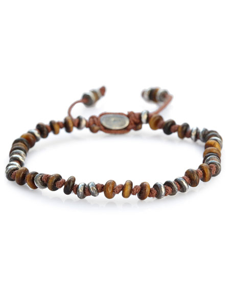 M.Cohen TEMPLAR JOINTED MINI GEMSTONE BRACELET WITH STERLING ACCENTS [B-103553-TIGER EYE]