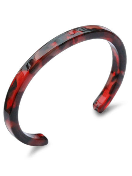 ON THE SUNNY SIDE OF THE STREET Tortoise Shell 6mm Narrow Bangle (Red) [910-500B]