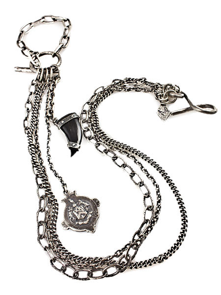 M.Cohen 3 STRAND CREST HORN TOOTH WALLET CHAIN [WC-103010-SLV-BHN]