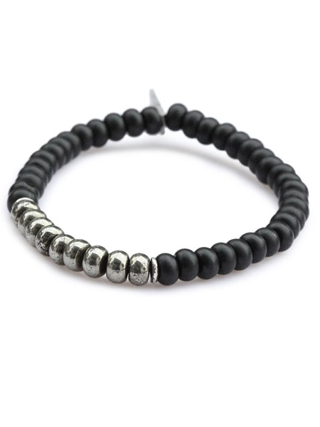 M.Cohen TEMPLAR STACKED MATTE BLACK BEADS WITH GEMSTONE ACCENTS [B-103544-SLV-PYR]