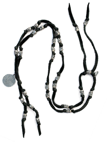 M.Cohen Skull Beads & Leather Necklace [N-10501]