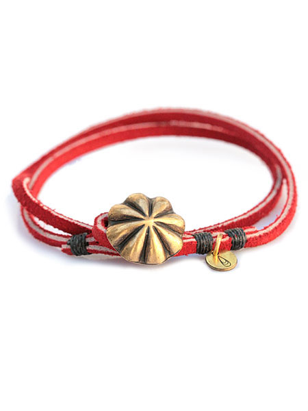 Button Works Concho Suede Bracelet Red