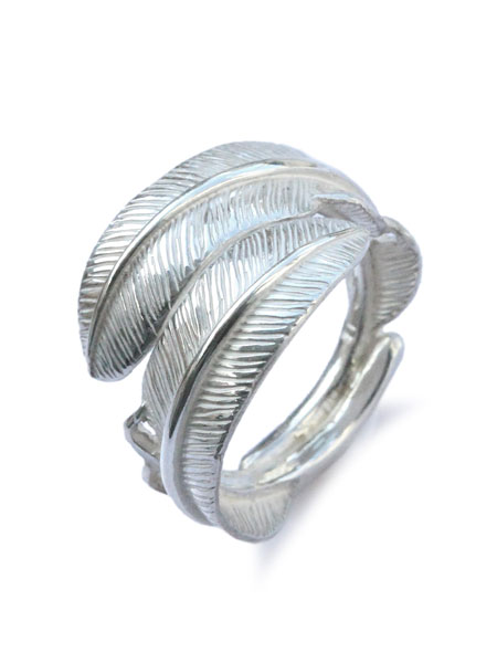 Wide Double Feather Ring
