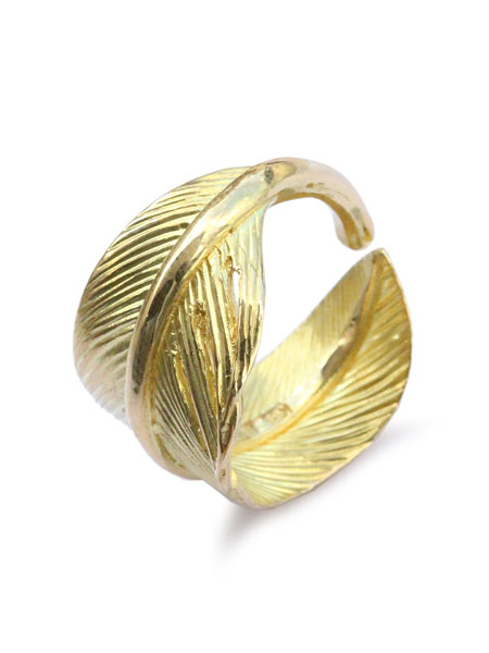 K18 Gold Wide Feather Ring