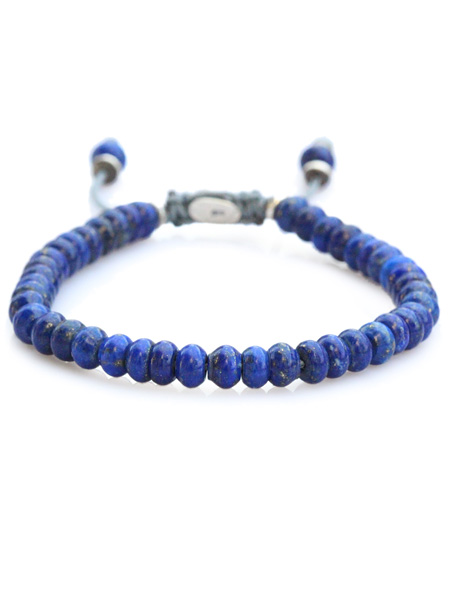 stacked blue lapis bead bracelet [B-102403-SLV-LAP]