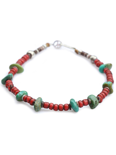 Antique beads bracelet w/turquoise [SK-232] アンティーク ビーズ ブレスレット