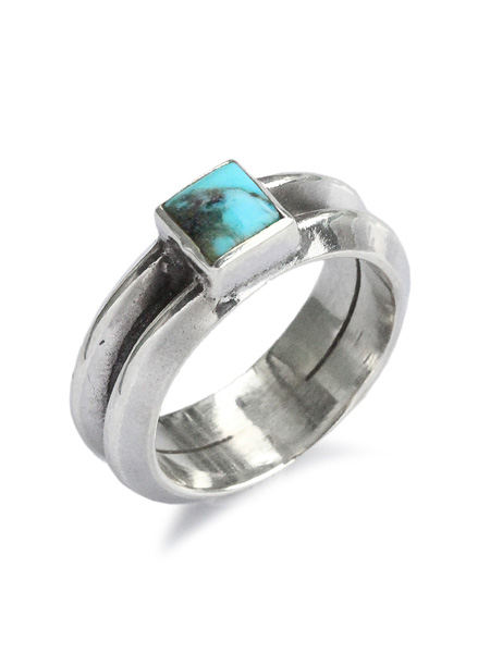 W triangle turquoise ring