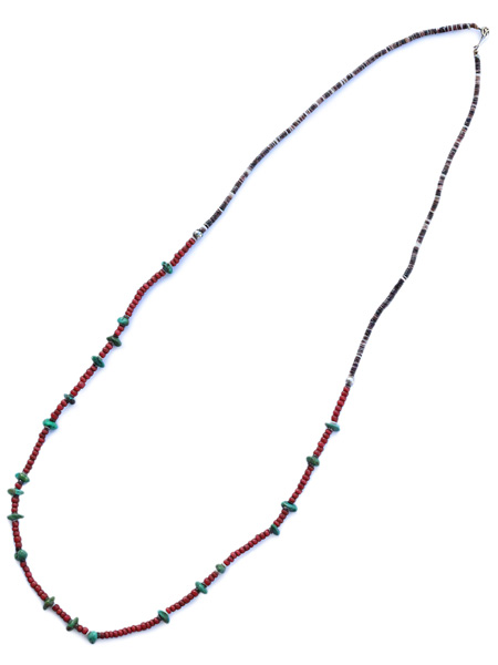 SunKu / 39 Antique beads necklace w/Turquoise [SK-235]