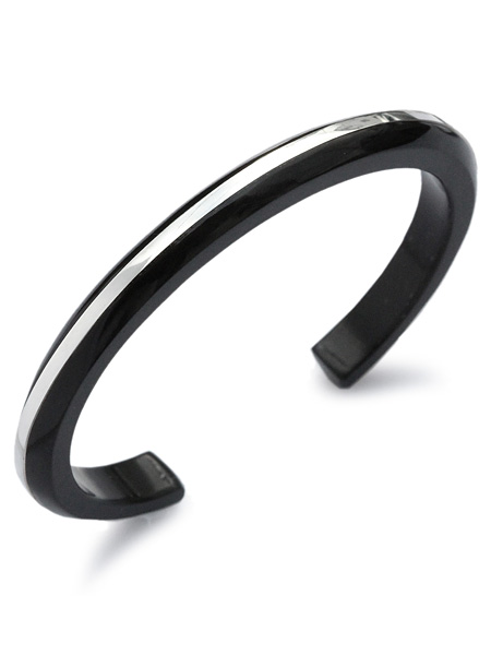 ON THE SUNNY SIDE OF THE STREET 8mm Buffalo Horn Silver Line Bangle