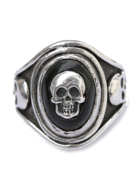Cast Skull Ring (Black Jet)