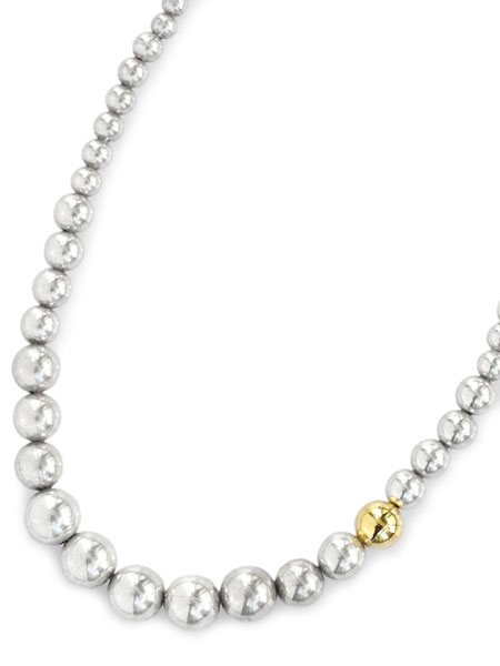 Gradation Silver Pearl Necklace (Silver w/Gold)