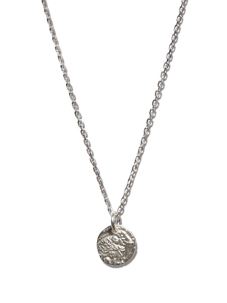 ON THE SUNNY SIDE OF THE STREET Ancient India Elephant God Coin Necklace WHITE SILVER [221-395N]