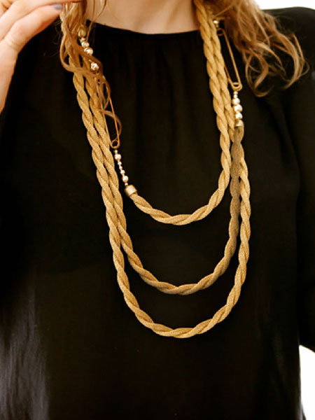 Gabriela Artigas Extra Long Mesh Braid + Safety Pins Necklace