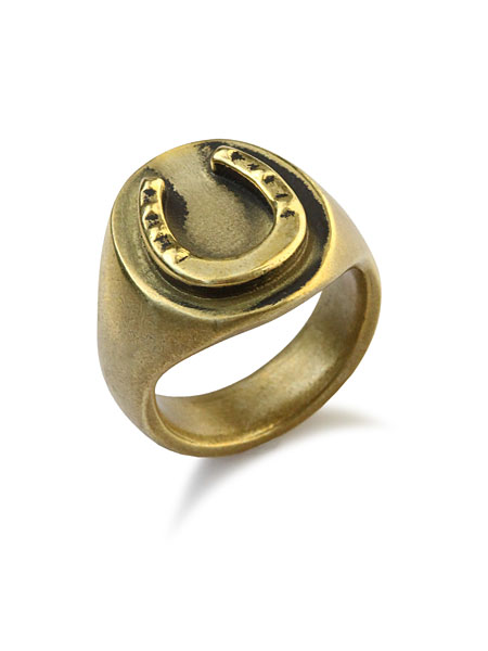 GILES & BROTHER HORSESHOE SIGNET RING IN ANTIQUE BRASS / ホースシュー シグネット リング アンティークブラス
