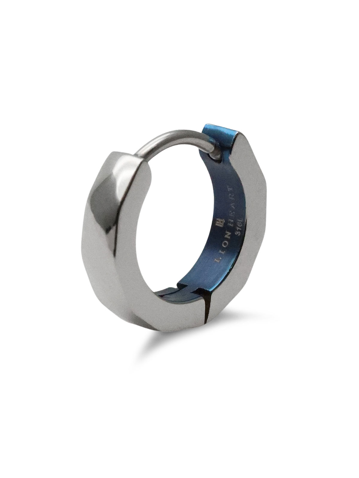 LION HEART THE EDGE "限定展開" カッティングフープピアス / シルバー × ブルー / サージカルステンレス (金属アレルギー対応) [03EA011BBL]