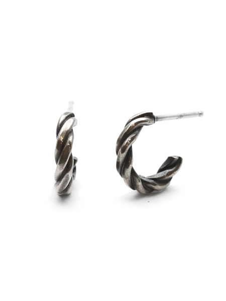 STUDEBAKER METALS MINI PLAIT HOOP (SILVER / WORK PATINA) /ミニ フープピアス シルバー