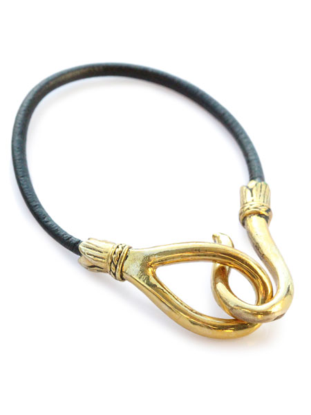 Blue Bayer Design Hook Bracelet leather (Yellow Bronze)