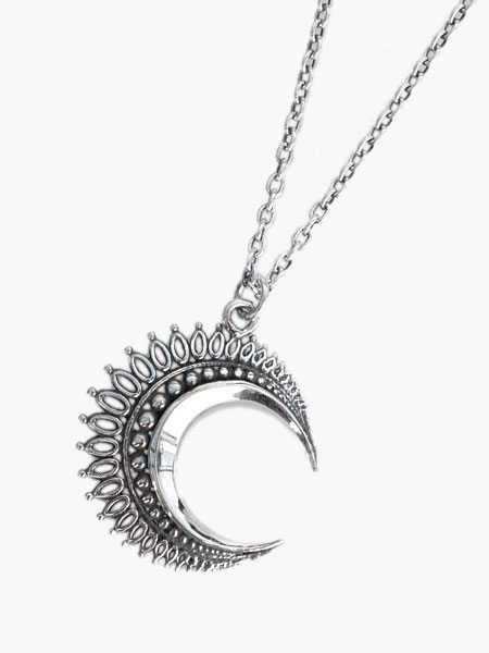 Large Moon Necklace (Silver) [No.12067]