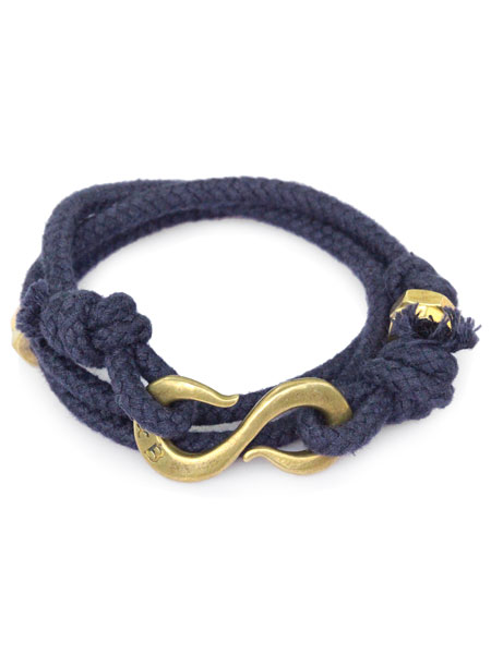 GILES & BROTHER Solid Rope S Hook Wrap Bracelet Navy / ソリッド ロープ フック ラップ ブレスレット (ネイビー)