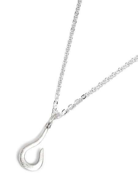 GILES & BROTHER Tiny Fish Hook Necklace Silver