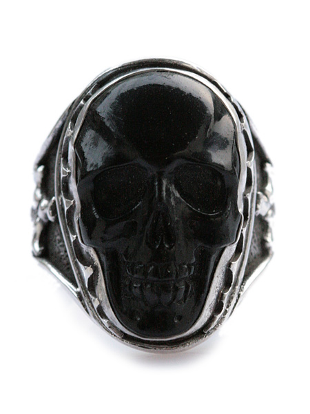 Lee Downey Large Skull Ring (Jet)