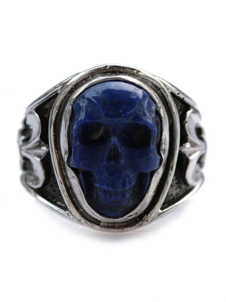 Lee Downey Sculpted Skull Ring - Lapis lazuli