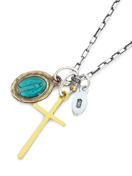 Epoxy Mary & Cross Necklace [13AD-286]