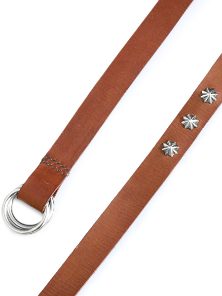 BELIEVEINMIRACLE ITALY LONG LEATHER BELT / SILVER CONCHO(BROWN)