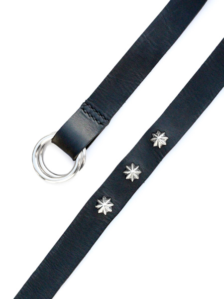 BELIEVEINMIRACLE ITALY LONG LEATHER BELT / SILVER CONCHO(BLACK)