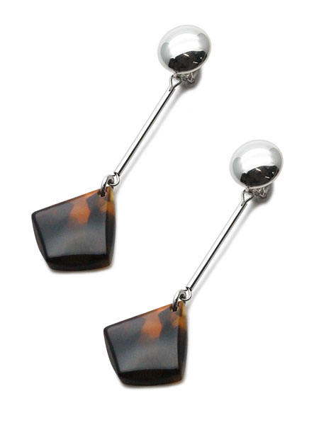 ON THE SUNNY SIDE OF THE STREET 28mm Diamond Shaped Long EarClips (Amber) [910-542E] / イヤリング