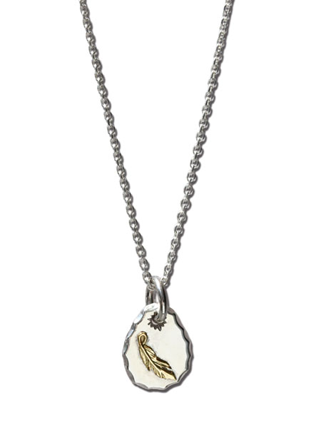 10K Gold Feather Metal Necklace [ED-15FL-NK04]