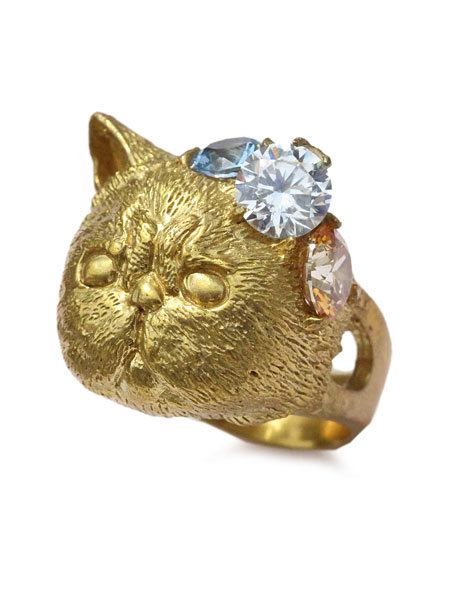 HOASHI YUSUKE 頭の中のキラキラ 猫のリング エキゾチックショートヘア (Brass)